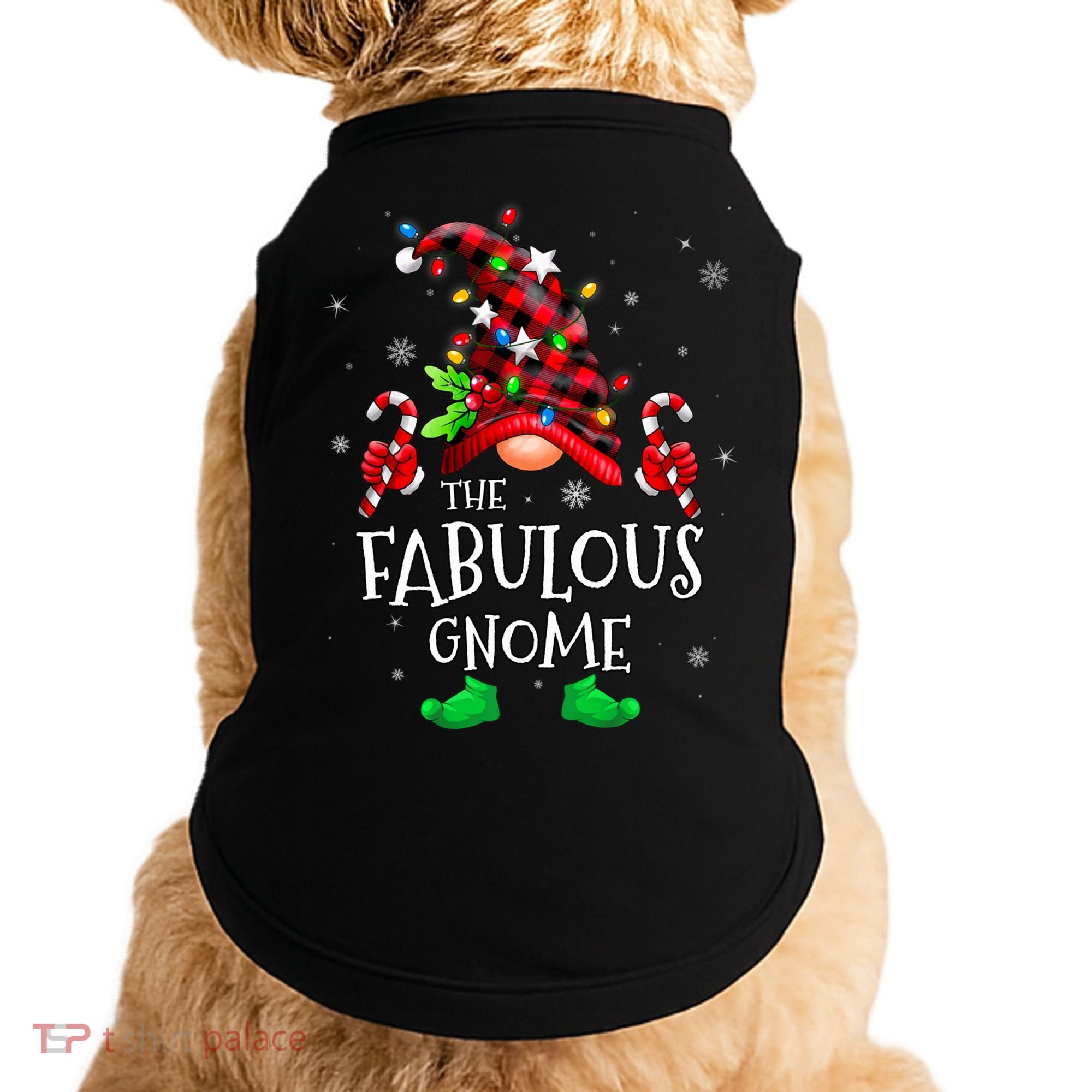 Fabulous Gnome Buffalo Plaid Matching Family Christmas Doggie Tank