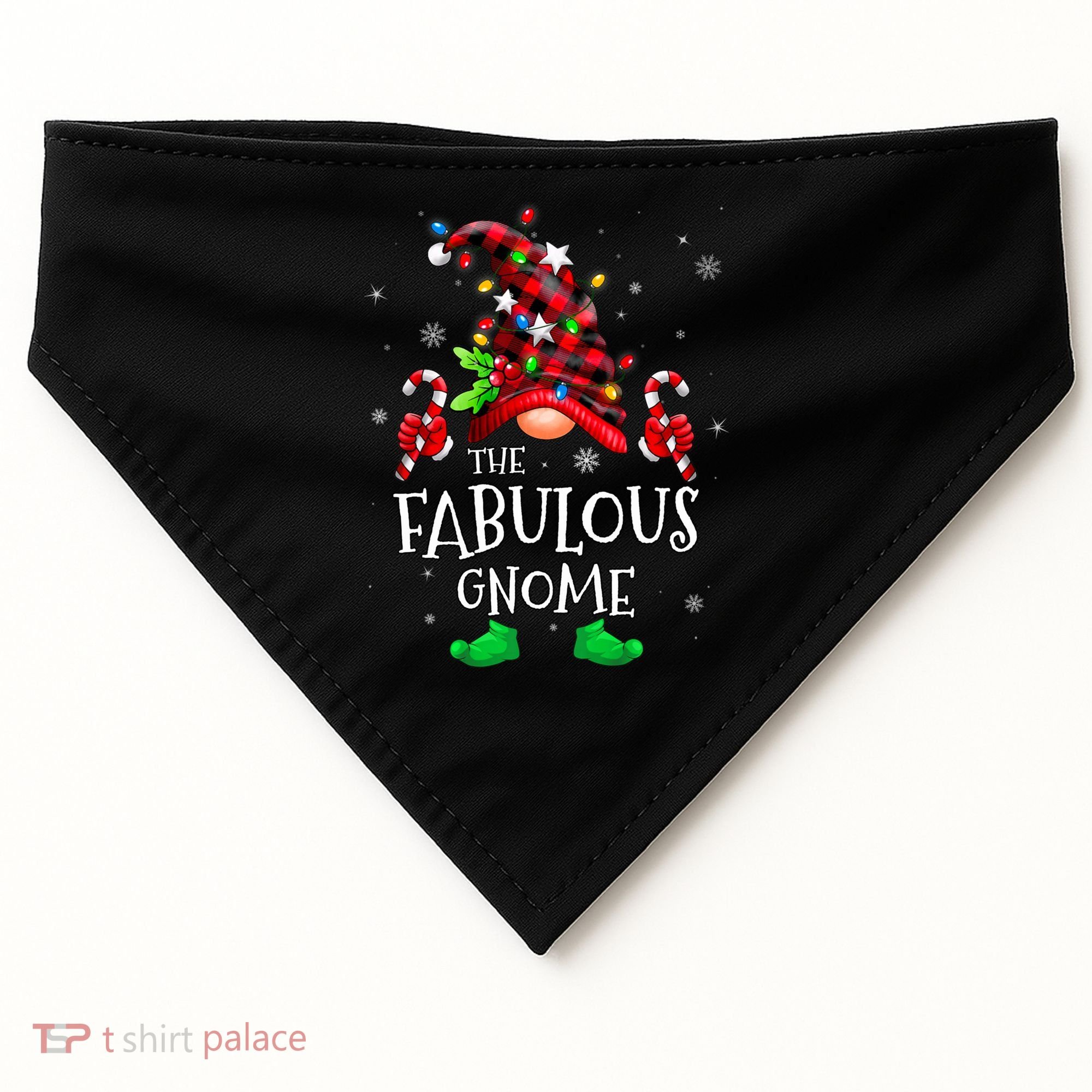 Fabulous Gnome Buffalo Plaid Matching Family Christmas USA-Made Doggie Bandana