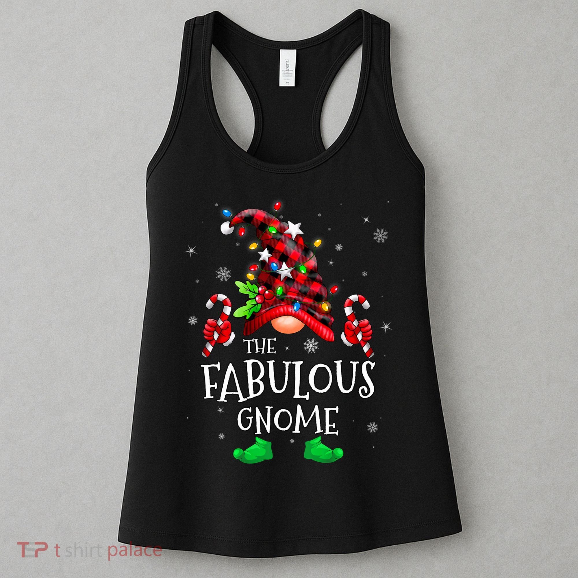 Fabulous Gnome Buffalo Plaid Matching Family Christmas Women's Tank Top