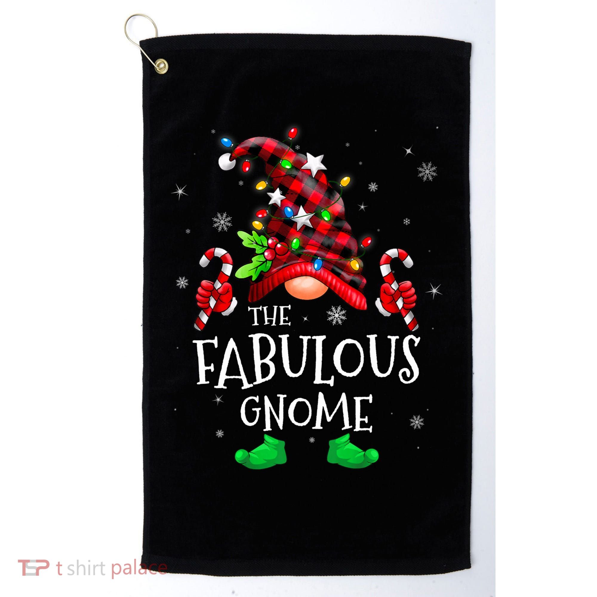 Fabulous Gnome Buffalo Plaid Matching Family Christmas Golf Towel