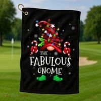 Fabulous Gnome Buffalo Plaid Matching Family Christmas Golf Towel thumb 1