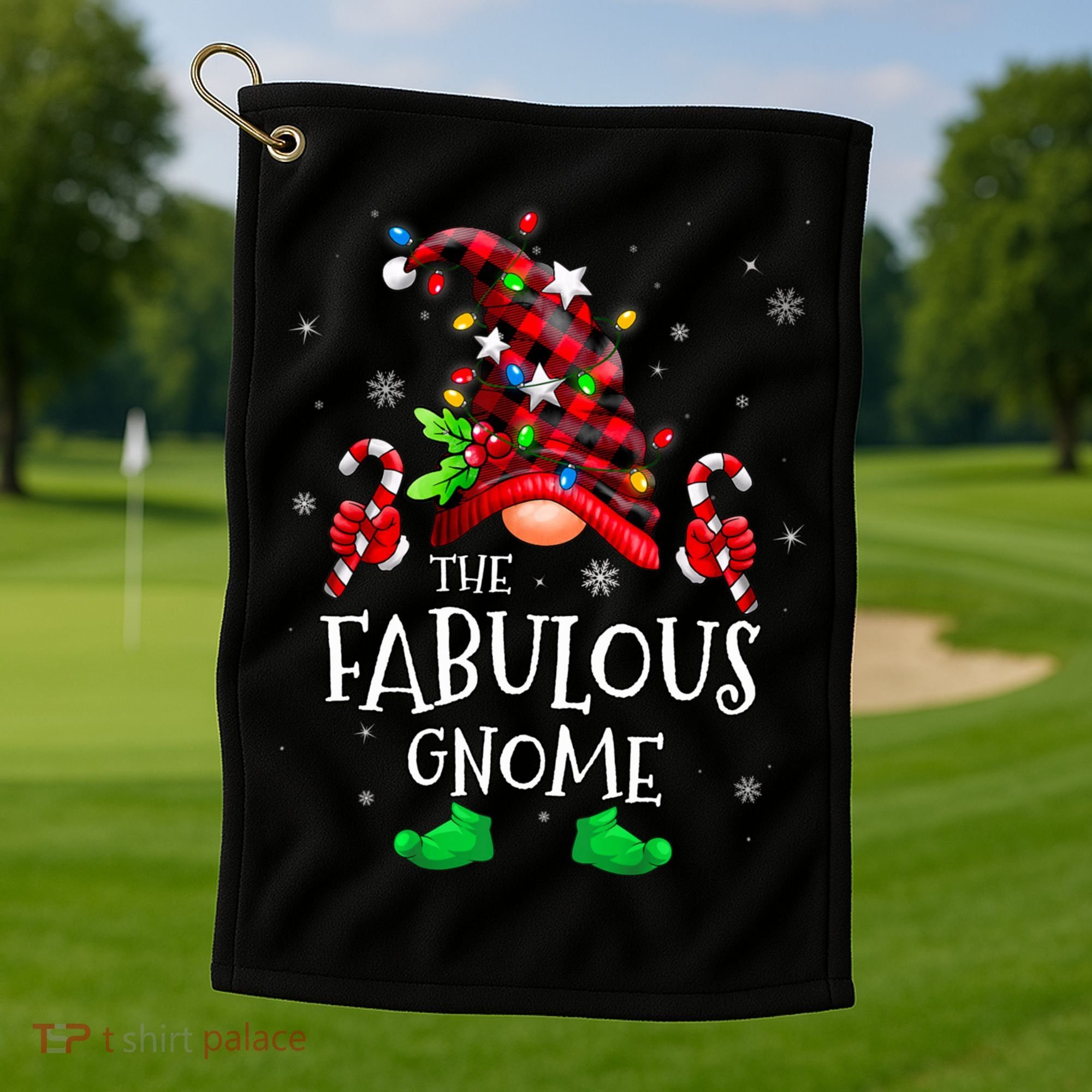 Fabulous Gnome Buffalo Plaid Matching Family Christmas Golf Towel