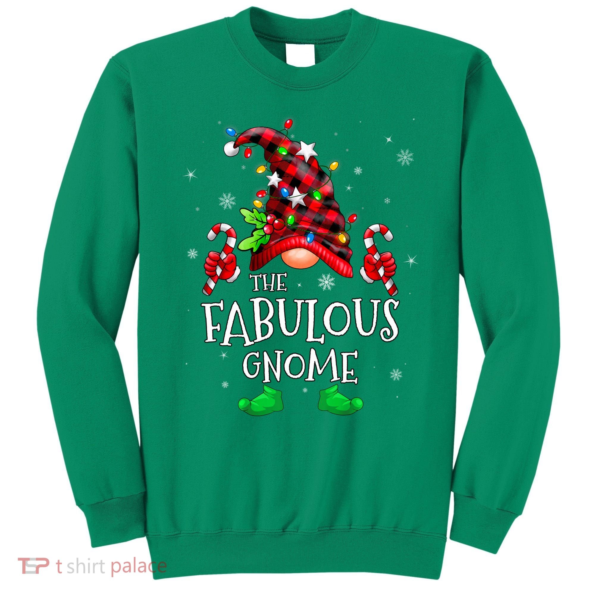 Fabulous Gnome Buffalo Plaid Matching Family Christmas Sweatshirt