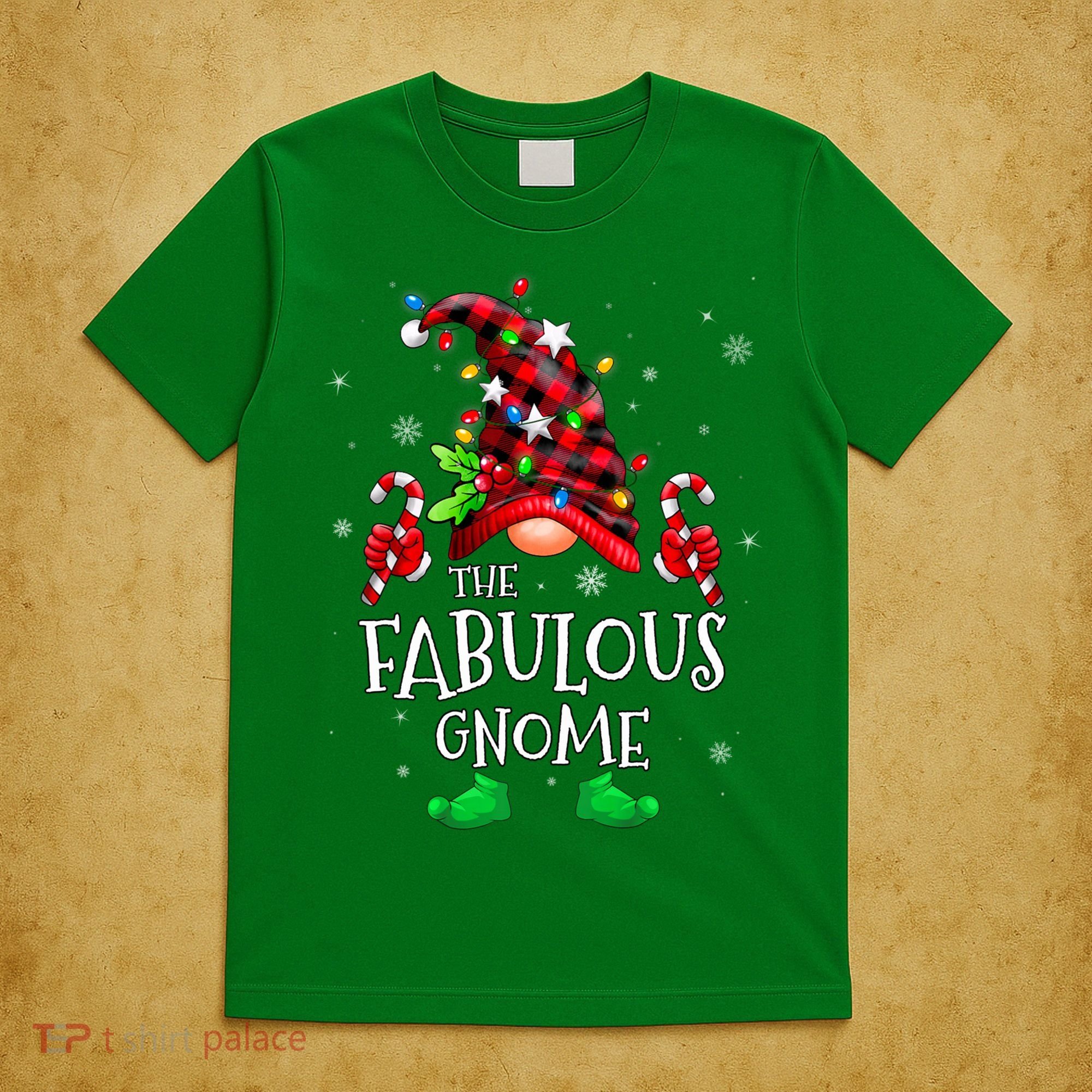 Fabulous Gnome Buffalo Plaid Matching Family Christmas T-Shirt