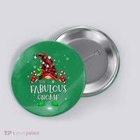 Fabulous Gnome Buffalo Plaid Matching Family Christmas Button thumb 0