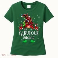 Fabulous Gnome Buffalo Plaid Matching Family Christmas Women's T-Shirt thumb 0