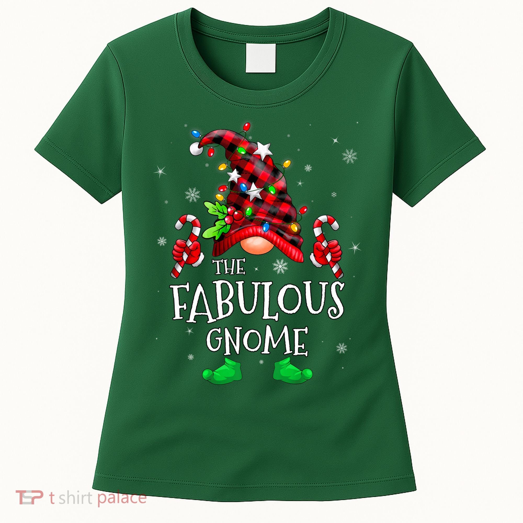 Fabulous Gnome Buffalo Plaid Matching Family Christmas Women's T-Shirt