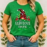 Fabulous Gnome Buffalo Plaid Matching Family Christmas Women's T-Shirt thumb 2