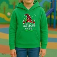 Fabulous Gnome Buffalo Plaid Matching Family Christmas Kids Hoodie thumb 3
