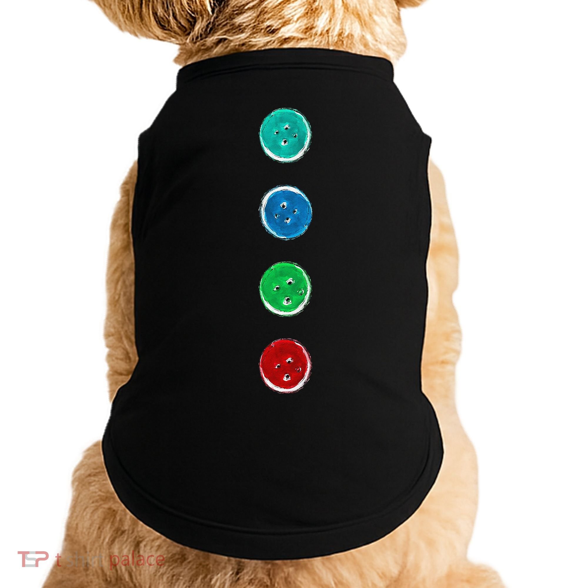 Four Groovy Buttons Blue Cat Funny Halloween Custom Doggie Tank