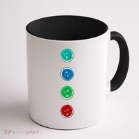 Four Groovy Buttons Blue Cat Funny Halloween Custom Coffee Mug thumb 1