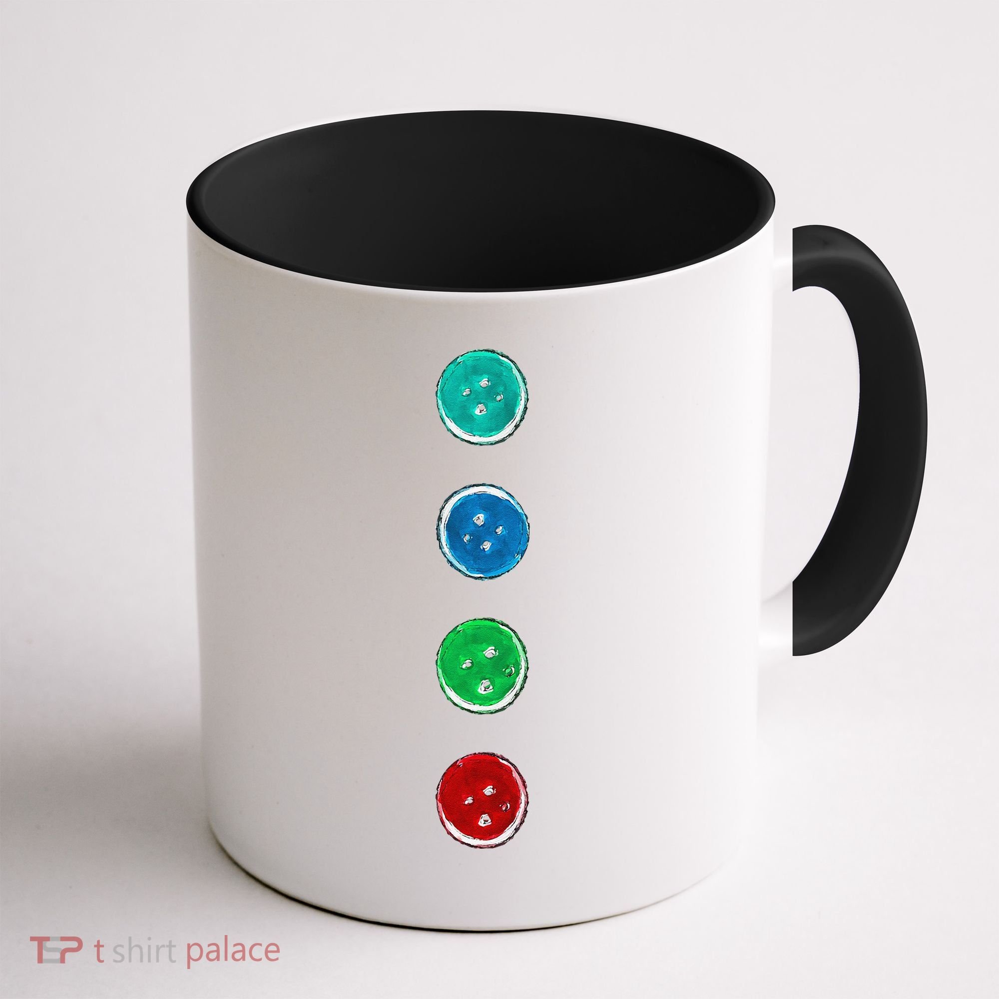 Four Groovy Buttons Blue Cat Funny Halloween Custom Coffee Mug