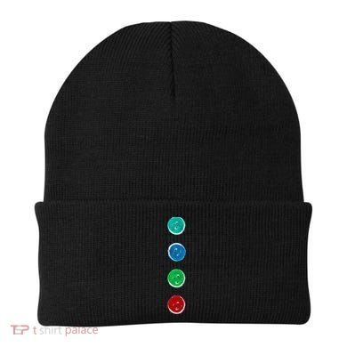 Four Groovy Buttons Blue Cat Funny Halloween Custom Beanie