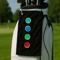 Four Groovy Buttons Blue Cat Funny Halloween Custom Golf Towel thumb 2