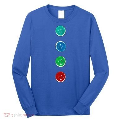 Four Groovy Buttons Blue Cat Funny Halloween Custom Long Sleeve Shirt