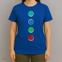 Four Groovy Buttons Blue Cat Funny Halloween Custom T-Shirt thumb 4