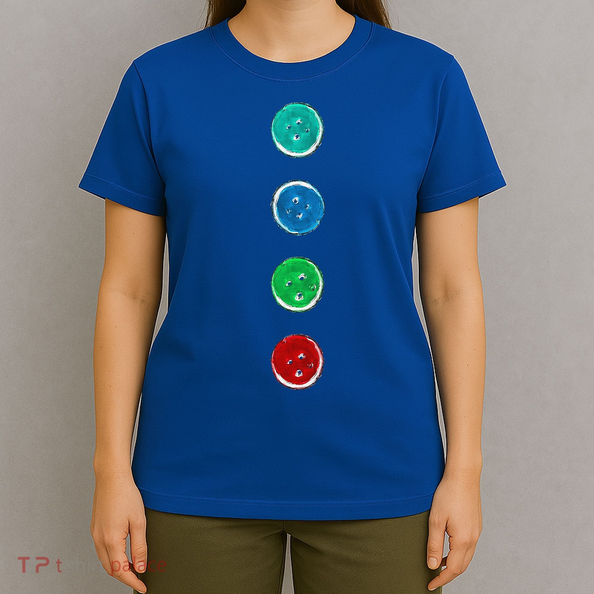 Four Groovy Buttons Blue Cat Funny Halloween Custom T-Shirt