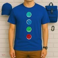 Four Groovy Buttons Blue Cat Funny Halloween Custom T-Shirt thumb 6