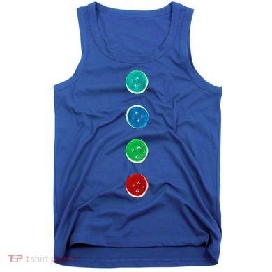Four Groovy Buttons Blue Cat Funny Halloween Custom Tank Top