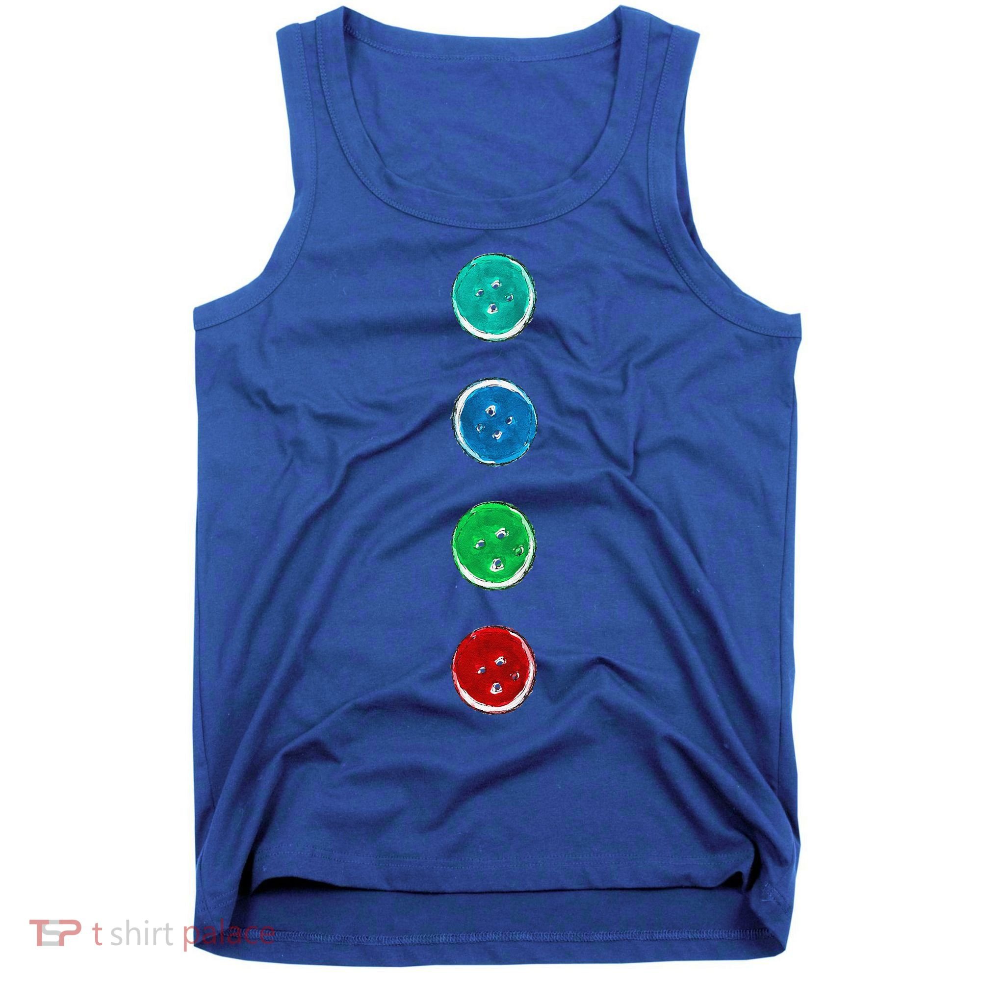 Four Groovy Buttons Blue Cat Funny Halloween Custom Tank Top