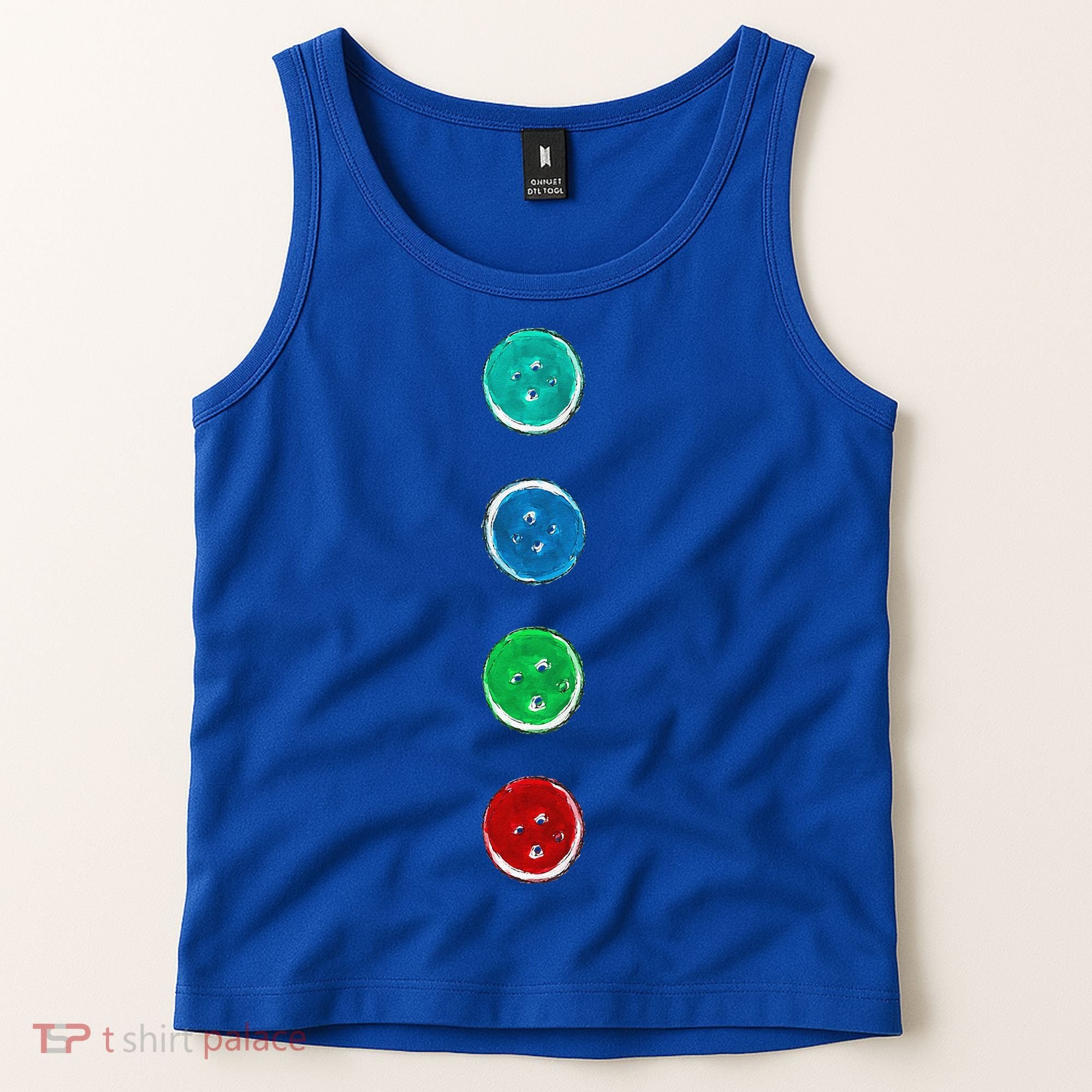 Four Groovy Buttons Blue Cat Funny Halloween Custom Tank Top