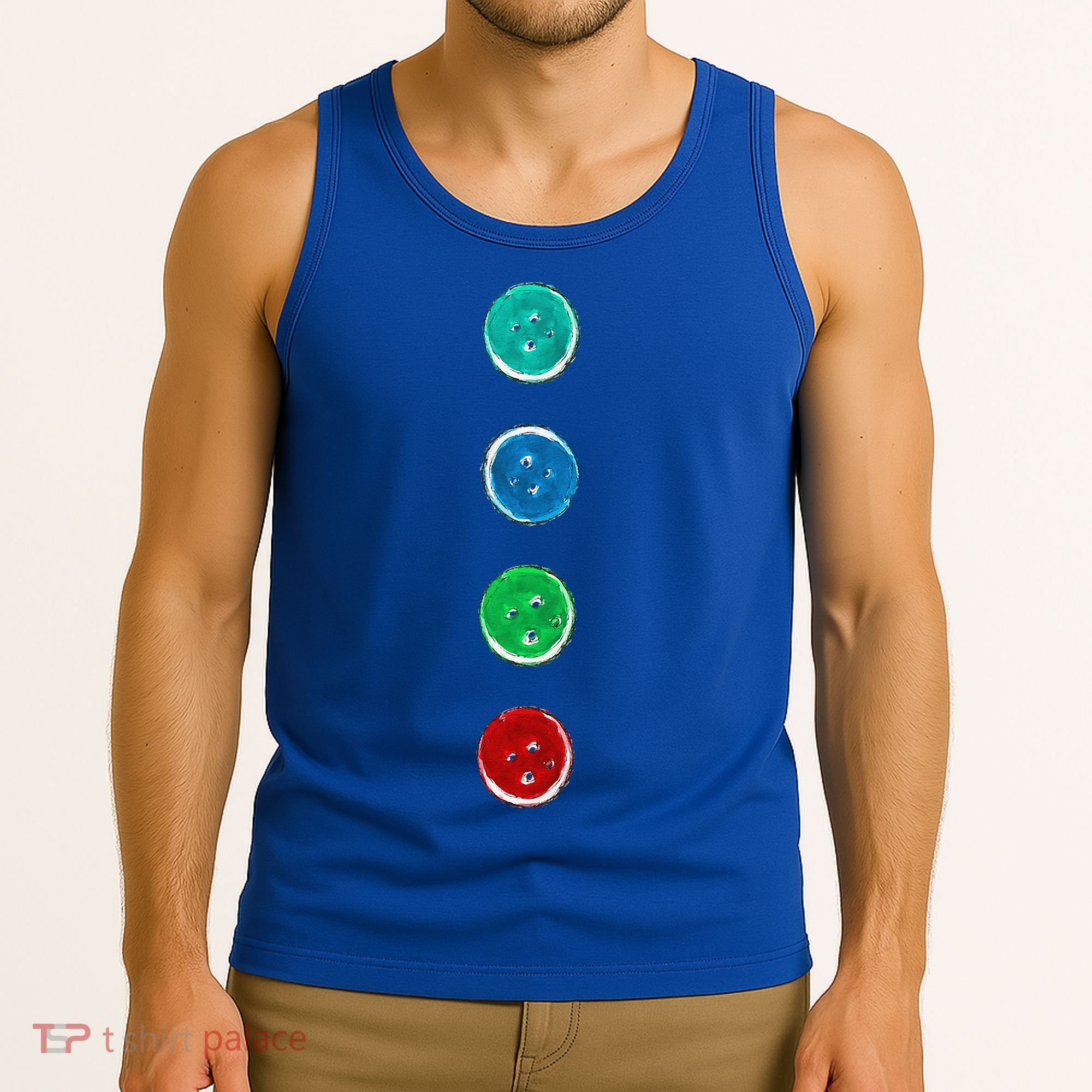 Four Groovy Buttons Blue Cat Funny Halloween Custom Tank Top
