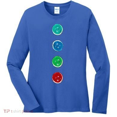 Four Groovy Buttons Blue Cat Funny Halloween Custom Women's Long Sleeve Shirt