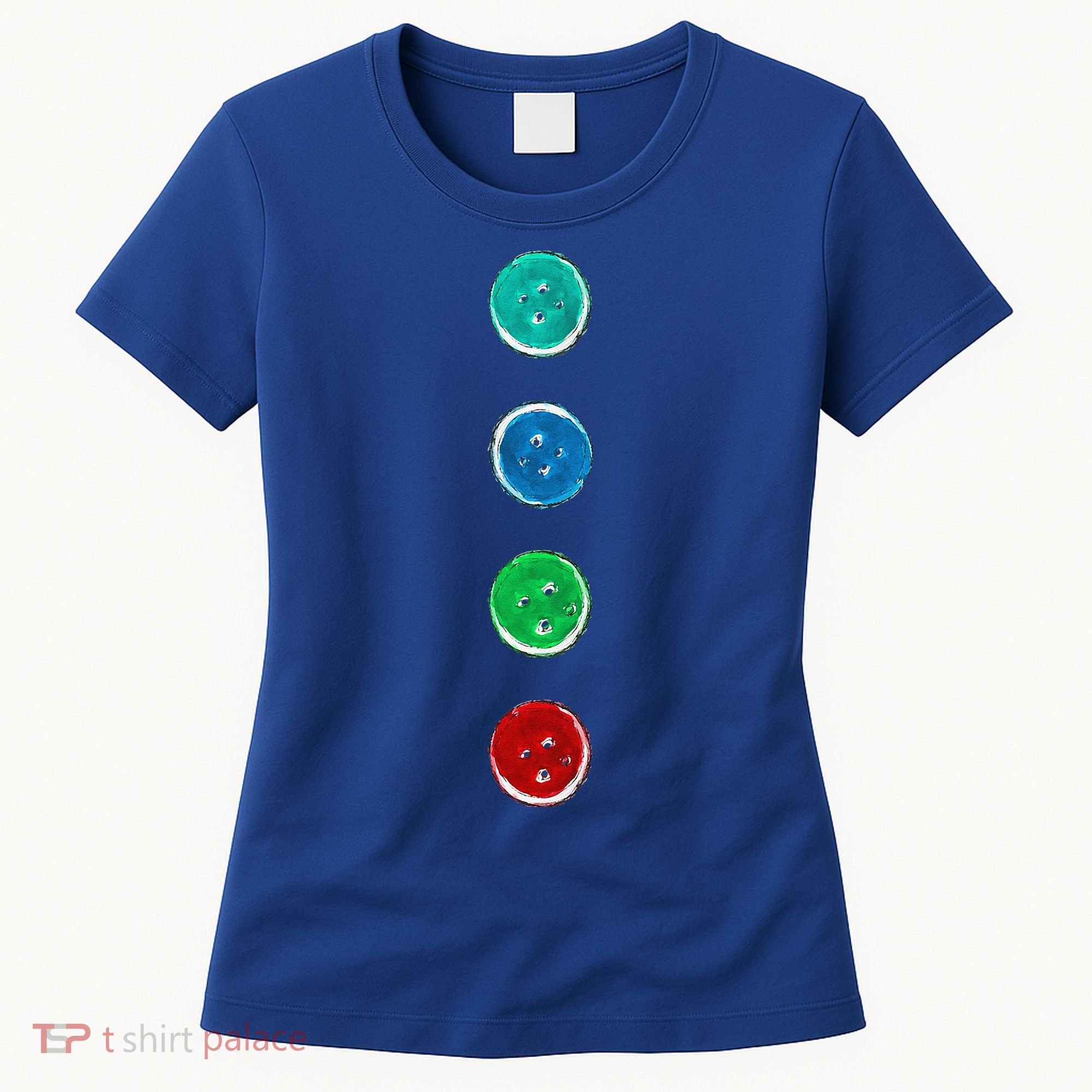 Four Groovy Buttons Blue Cat Funny Halloween Custom Women's T-Shirt