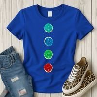 Four Groovy Buttons Blue Cat Funny Halloween Custom Women's T-Shirt thumb 3