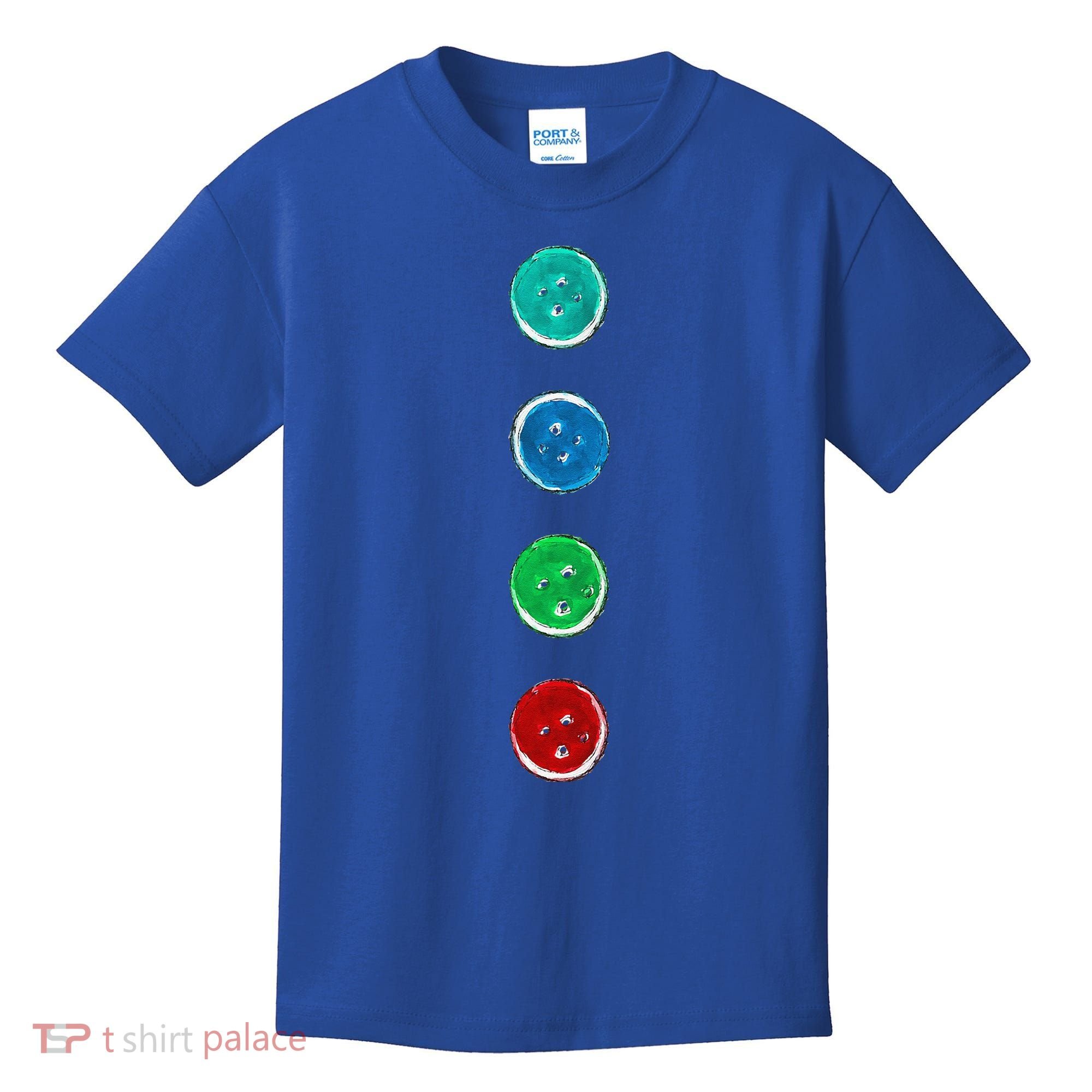 Four Groovy Buttons Blue Cat Funny Halloween Custom Kids T-Shirt