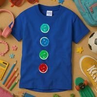 Four Groovy Buttons Blue Cat Funny Halloween Custom Kids T-Shirt thumb 3