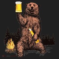 Funny Grizzly Bear Drinking Beer Camp Fire Woods Outdoor Gift Hat thumb 2