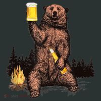 Funny Grizzly Bear Drinking Beer Camp Fire Woods Outdoor Gift Hoodie thumb 2