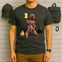 Funny Grizzly Bear Drinking Beer Camp Fire Woods Outdoor Gift T-Shirt thumb 6