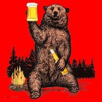 Funny Grizzly Bear Drinking Beer Camp Fire Woods Outdoor Gift Santa Hat thumb 1