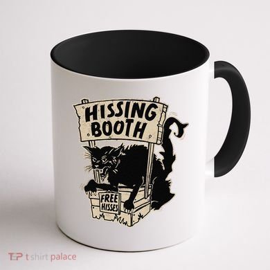 Funny Goth Black Cat Hissing Booth For Cat Moms & Cat Dads Coffee Mug back