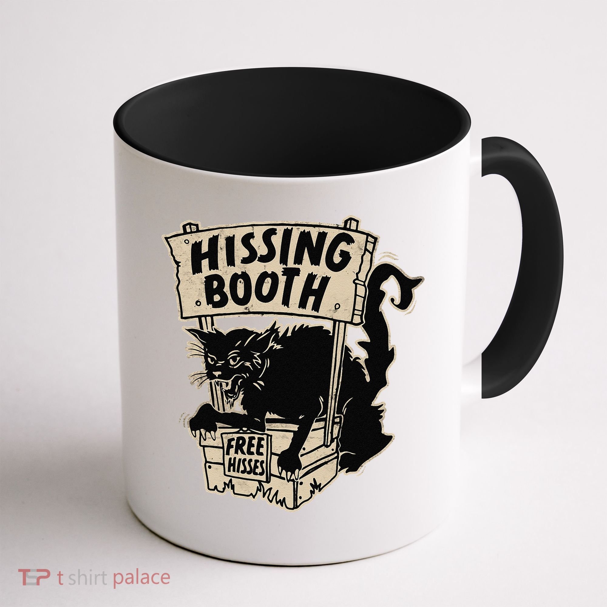 Funny Goth Black Cat Hissing Booth For Cat Moms & Cat Dads Coffee Mug