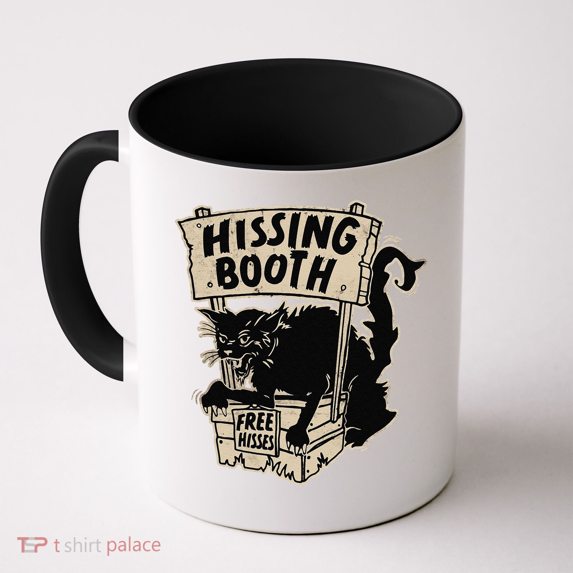 Funny Goth Black Cat Hissing Booth For Cat Moms & Cat Dads Coffee Mug