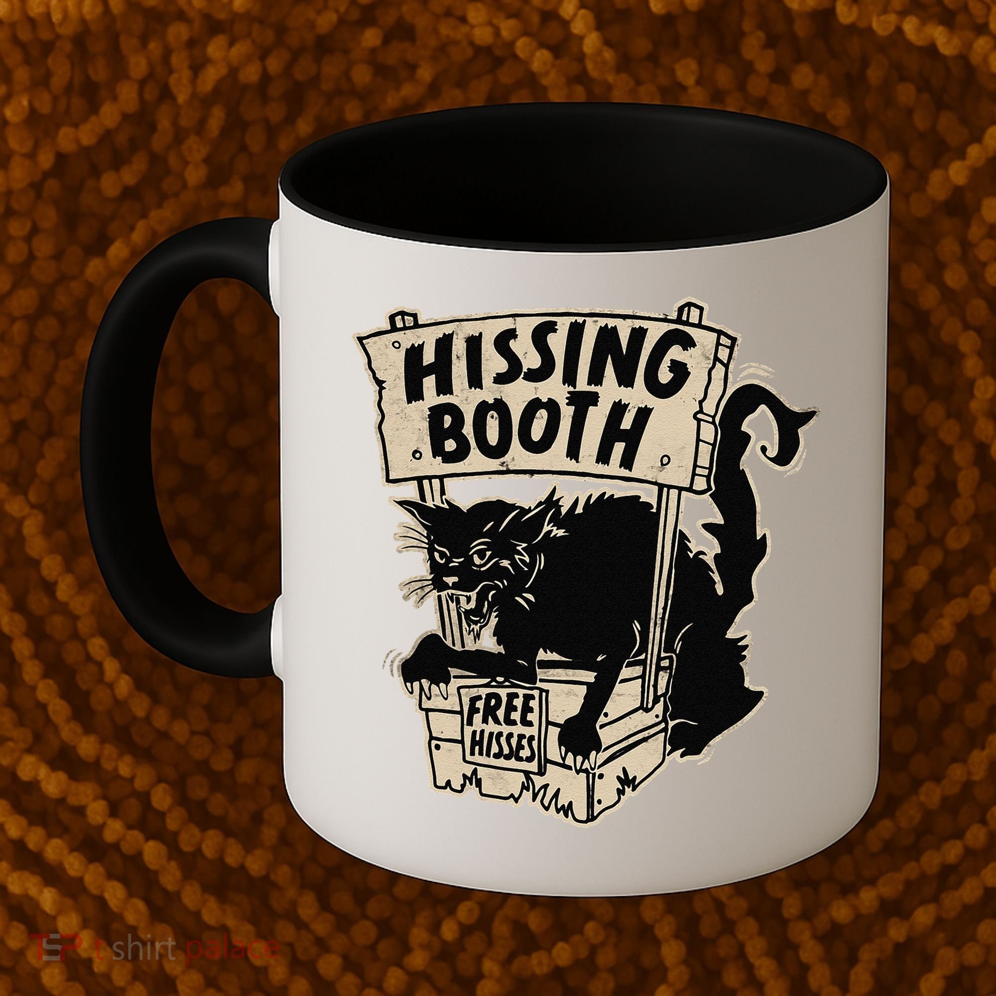 Funny Goth Black Cat Hissing Booth For Cat Moms & Cat Dads Coffee Mug