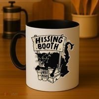 Funny Goth Black Cat Hissing Booth For Cat Moms & Cat Dads Coffee Mug thumb 4