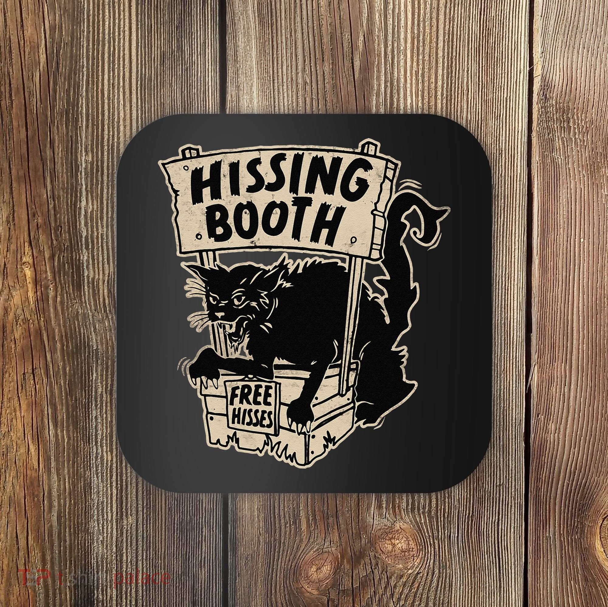 Funny Goth Black Cat Hissing Booth For Cat Moms & Cat Dads Coaster