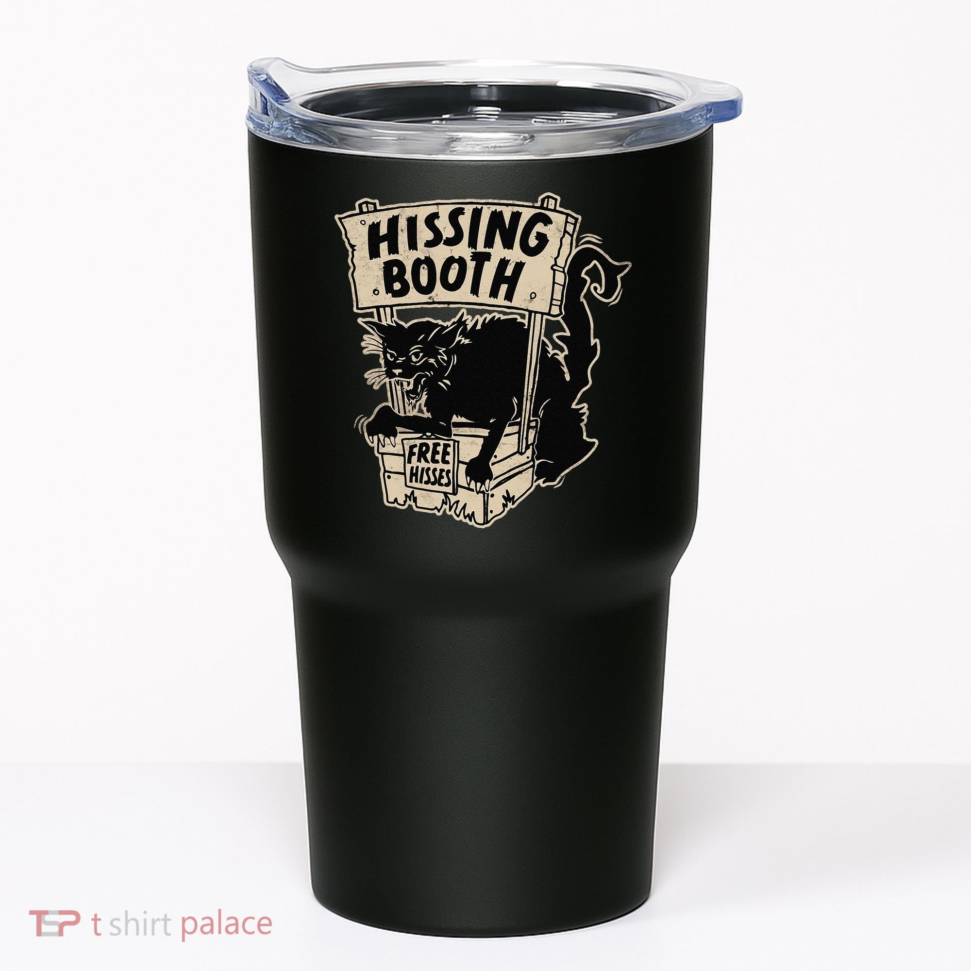 Funny Goth Black Cat Hissing Booth For Cat Moms & Cat Dads Tumbler