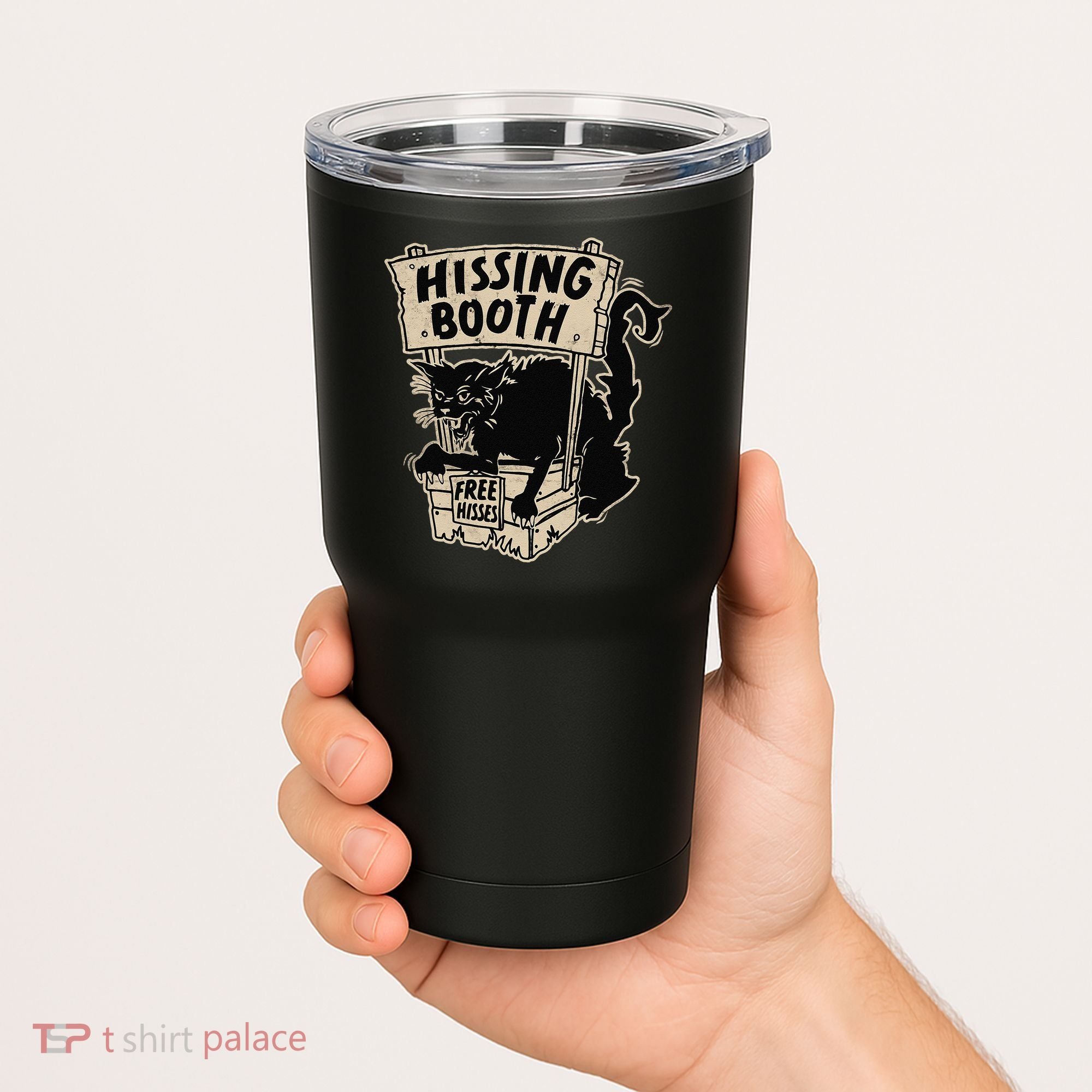 Funny Goth Black Cat Hissing Booth For Cat Moms & Cat Dads Tumbler