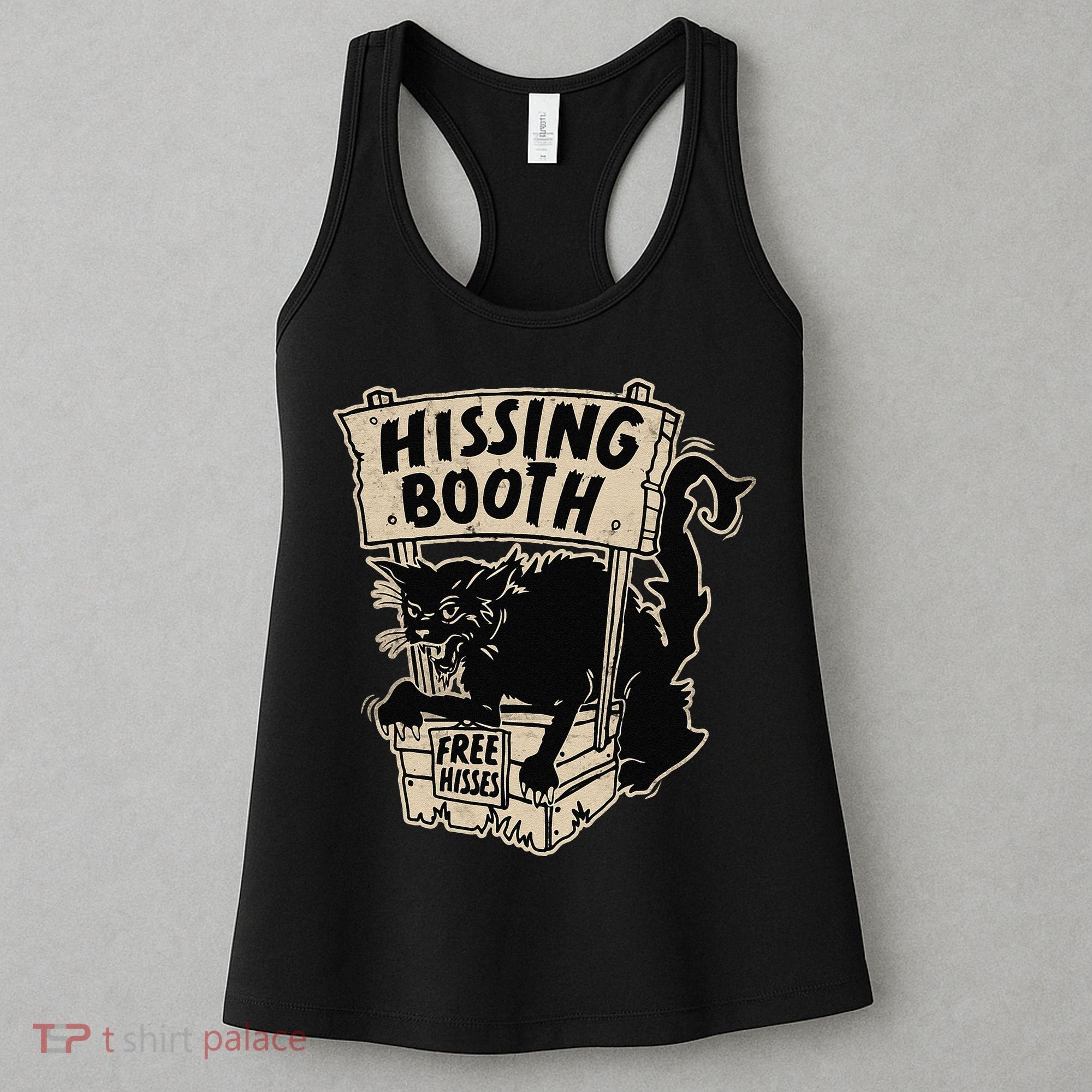 Funny Goth Black Cat Hissing Booth For Cat Moms & Cat Dads Women's Tank Top