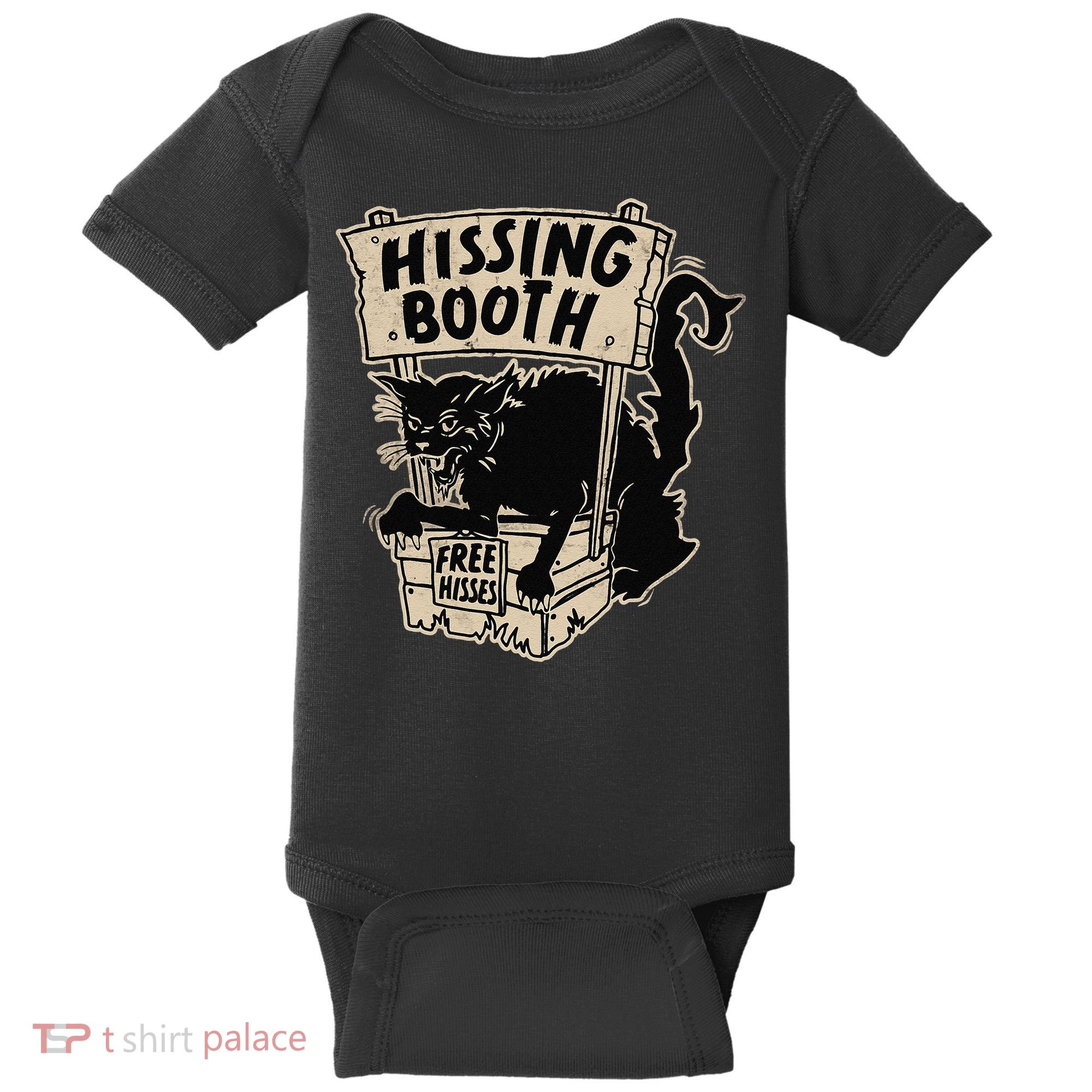 Funny Goth Black Cat Hissing Booth For Cat Moms & Cat Dads Baby Bodysuit