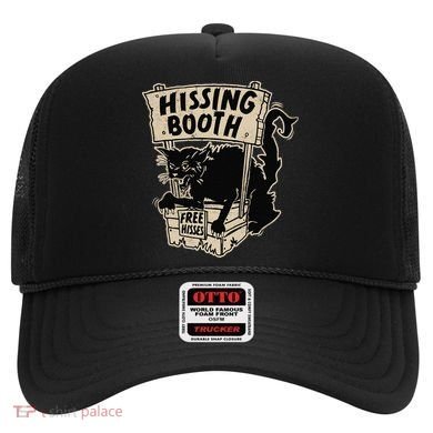 Funny Goth Black Cat Hissing Booth For Cat Moms & Cat Dads Hat
