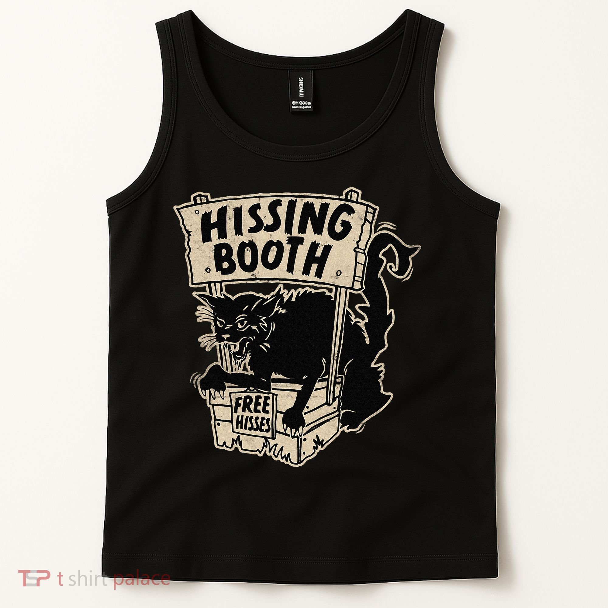 Funny Goth Black Cat Hissing Booth For Cat Moms & Cat Dads Tank Top