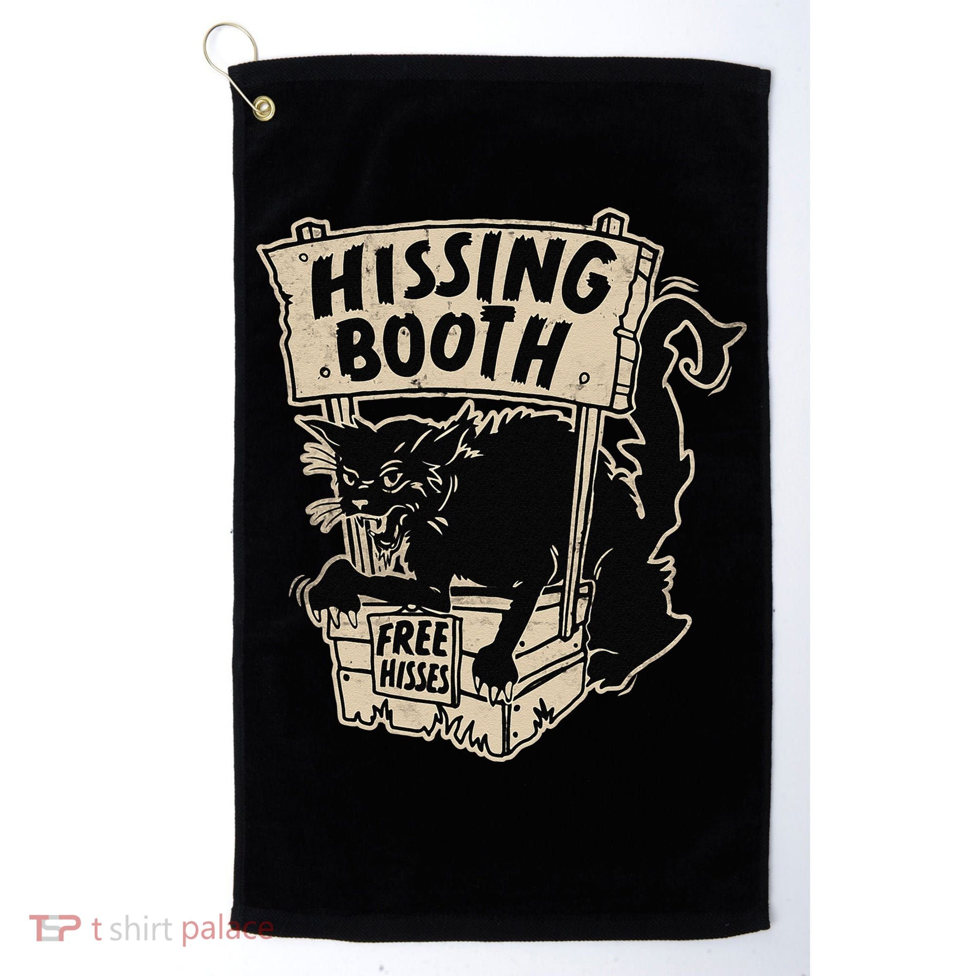 Funny Goth Black Cat Hissing Booth For Cat Moms & Cat Dads Golf Towel