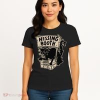 Funny Goth Black Cat Hissing Booth For Cat Moms & Cat Dads Women's T-Shirt thumb 4