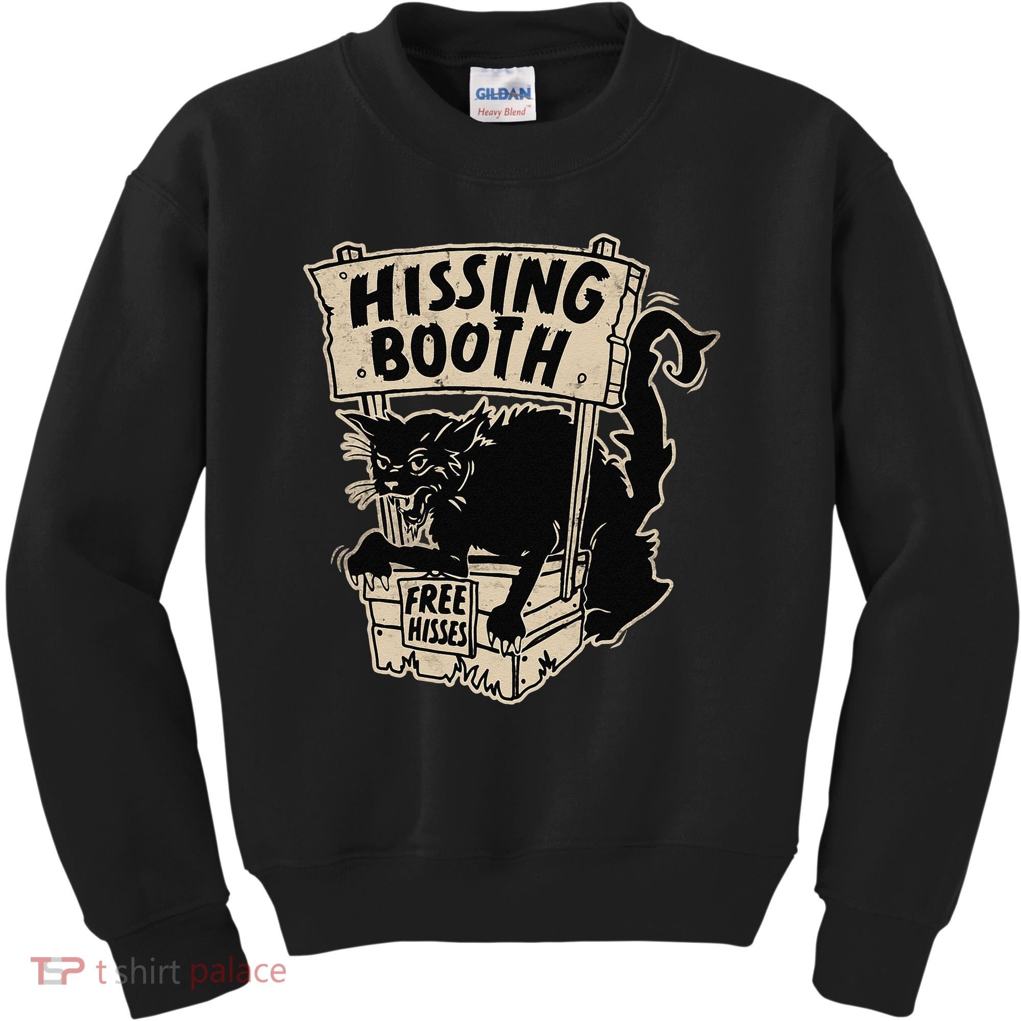 Funny Goth Black Cat Hissing Booth For Cat Moms & Cat Dads Kids Sweatshirt